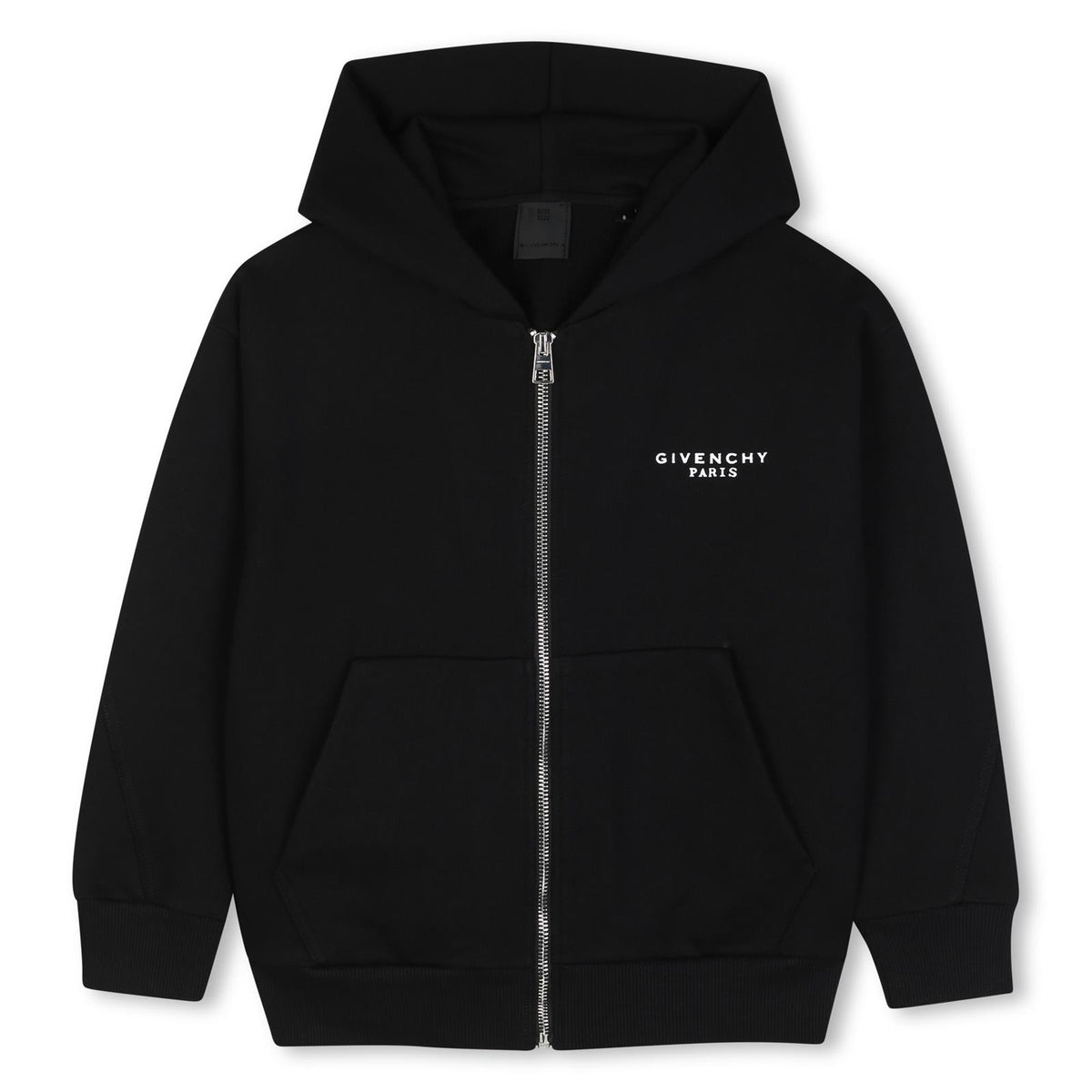 Cardigan in fleece, cotton from organic farming, maniche con twisted seams, givenchy logo printed at davanti e retro. H31285 09B GIVENCHY KIDS 