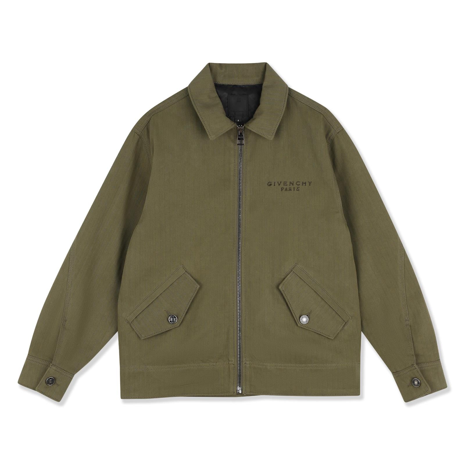 Jacket in cotton twill, herringbone pattern, twisted seams. Fantasia davanti tasche con silver color trimmings, tone on tone givenchy logo printed e ricamato label at chest con tone on tone givenchy logo ricamo at retro. H31405 653 GIVENCHY KIDS 