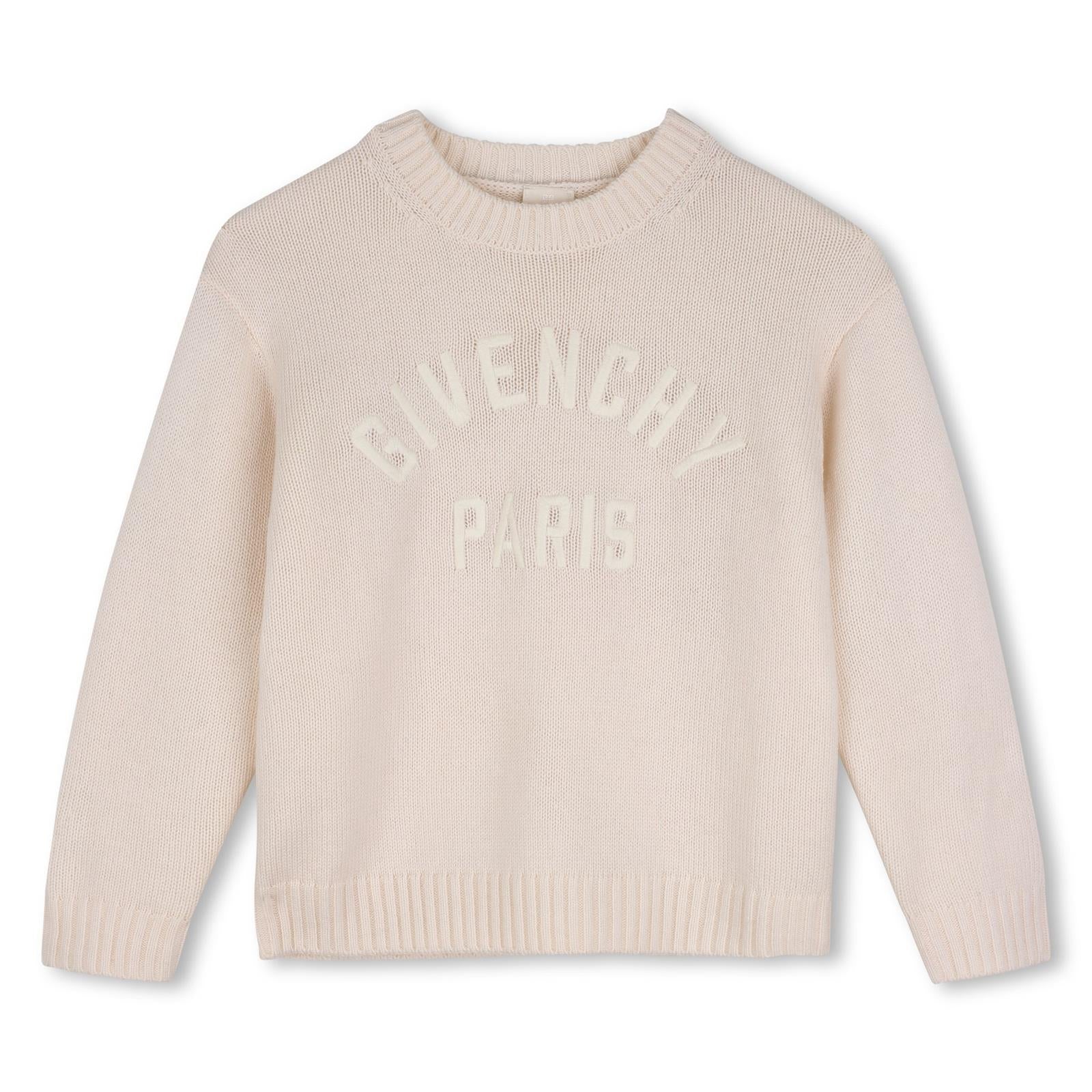 In maglia felpa in 80% wool e 20% cashmere. Tone on tone e relief givenchy logo ricamo at davanti. H31487 117 GIVENCHY KIDS 