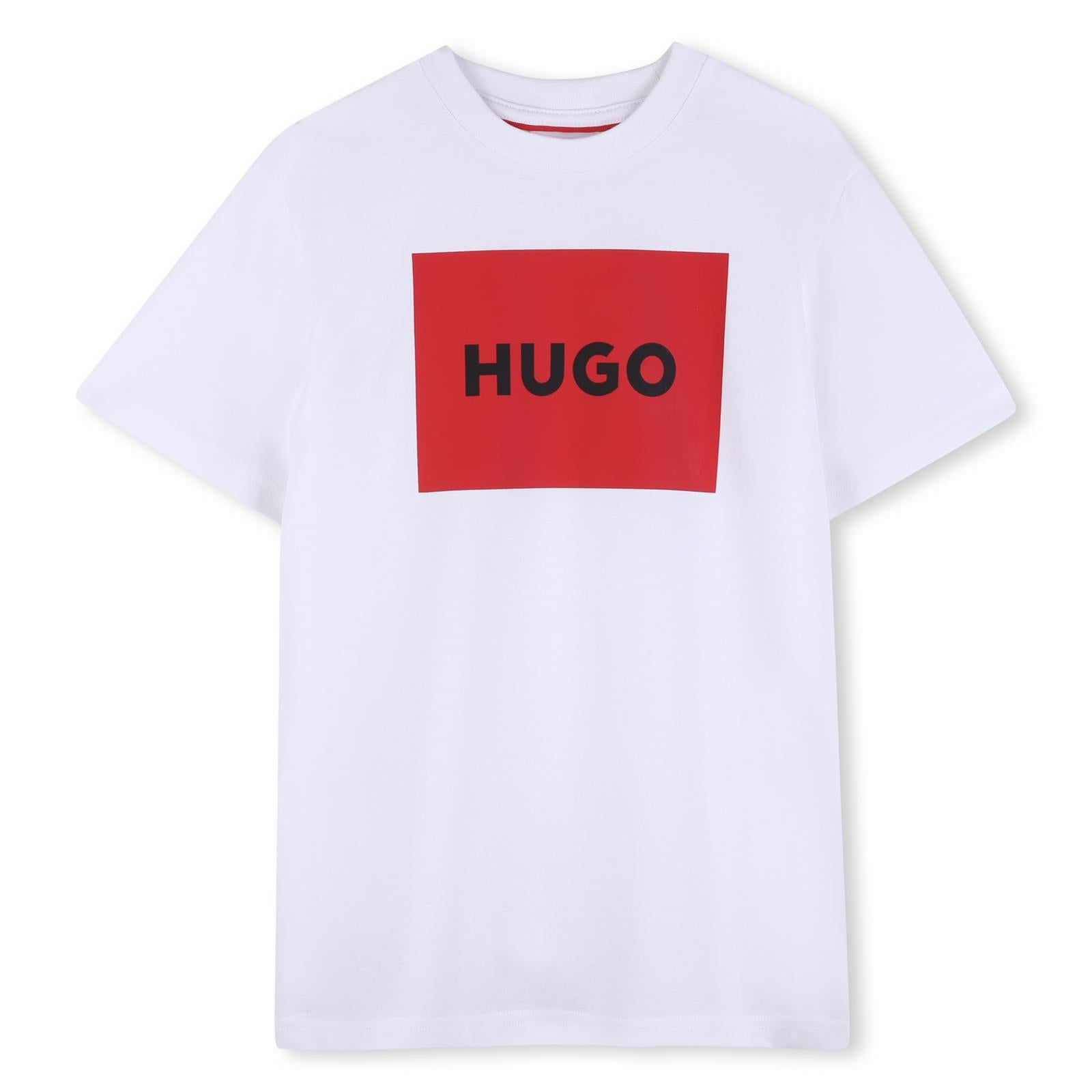 100% cotton from organic farming maniche corte t-shirt con squared logo stampa sul chest. Vestibilità regolare G00572 10P HUGO KIDS 