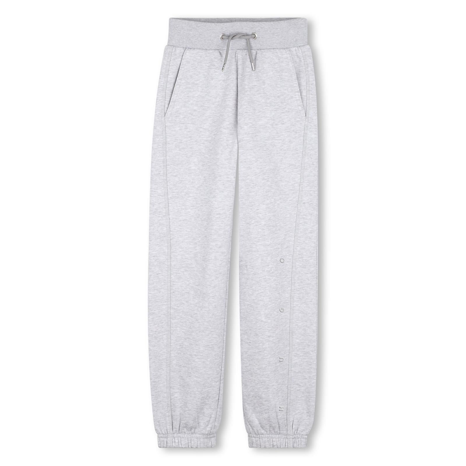 Jogging pantaloni in brushed cotton polyester fleece, vita elastica con coulisse, side tasche, flatlock stitching, retro tasca, elastico ankles. Vestibilità morbida. Con sweatshirt g01230 G01207 A32 HUGO KIDS 
