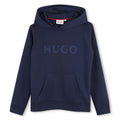 Con cappuccio sweatshirt in cotton e polyester fleece, embossed logo printed sul davanti, elastico polsini e fondo, kangaroo tasca sul davanti. Vestib