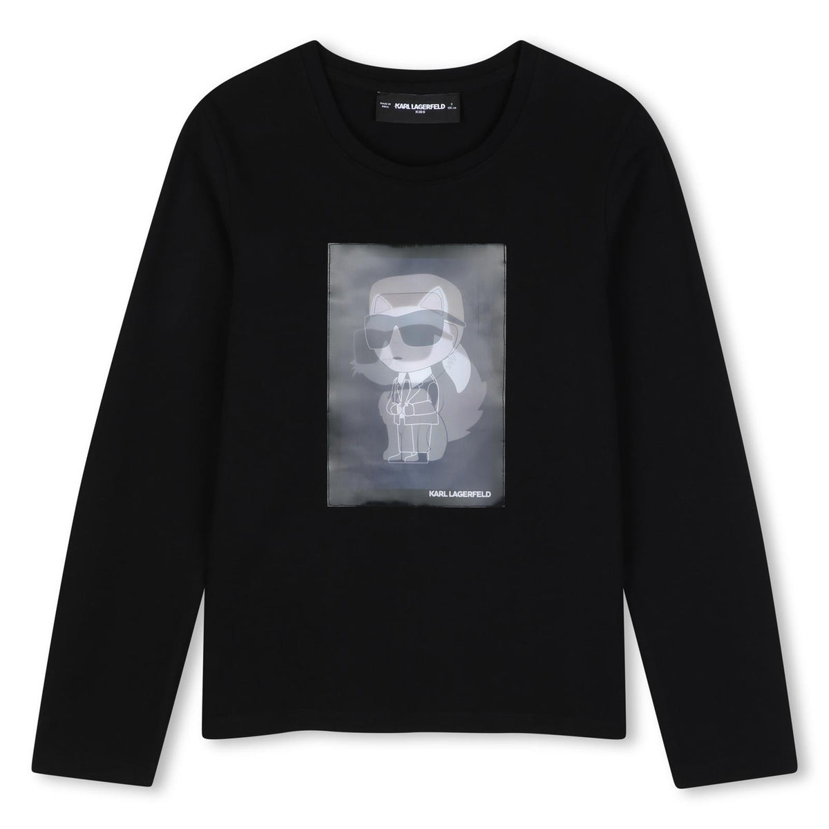 Long-maniche jersey t-shirt con cottton coming from organic farming. Choupette illustrazione sul davanti con lenticular effect. Karl lagerfeld logo illustrazione sul retro. Z31314 09B KARL LAGERFELD KIDS 