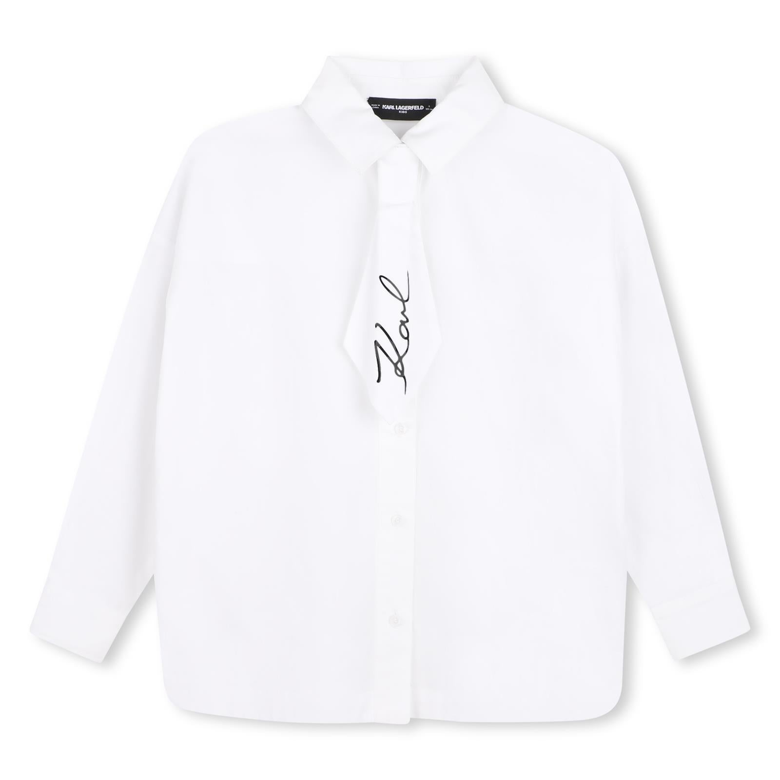 Long-maniche shirt in cotton poplin. Buttoned opening sul davanti. Loose maniche. Removable tie con karl signature illustrazione. Mini me. Z31316 10P KARL LAGERFELD KIDS 