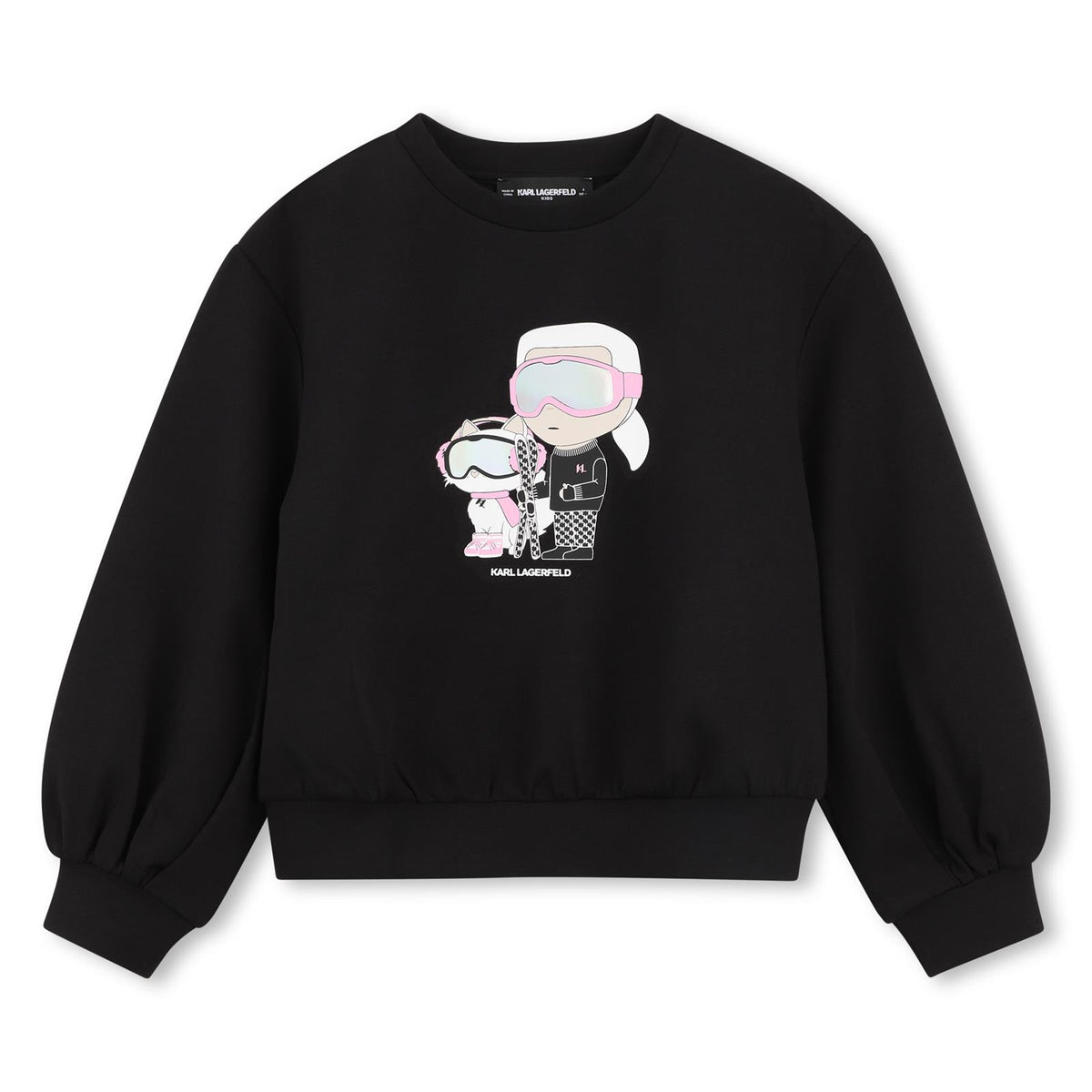Double jersey sweatshirt. Choupette illustrazione sul davanti con tulle detailing e karl lagerfeld logo illustrazione sul retro. Z31318 09B KARL LAGERFELD KIDS 