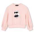 Double jersey sweatshirt. Choupette illustrazione sul davanti con tulle detailing e karl lagerfeld logo illustrazione sul retro.
