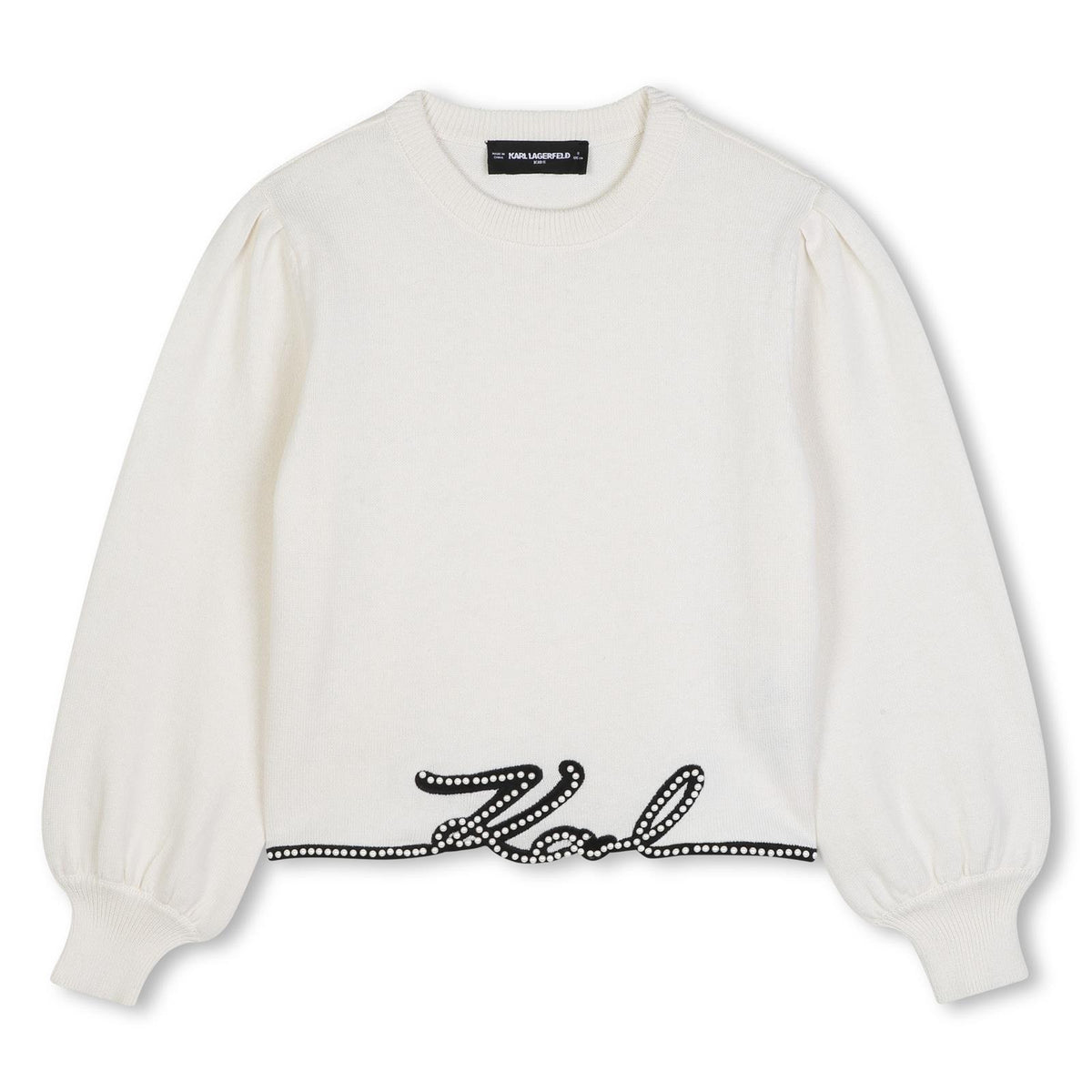 Felpa in cotton e cashmere. Tapered polsini, karl signature ricamo con cabochons sul davanti. Z31324 182 KARL LAGERFELD KIDS 