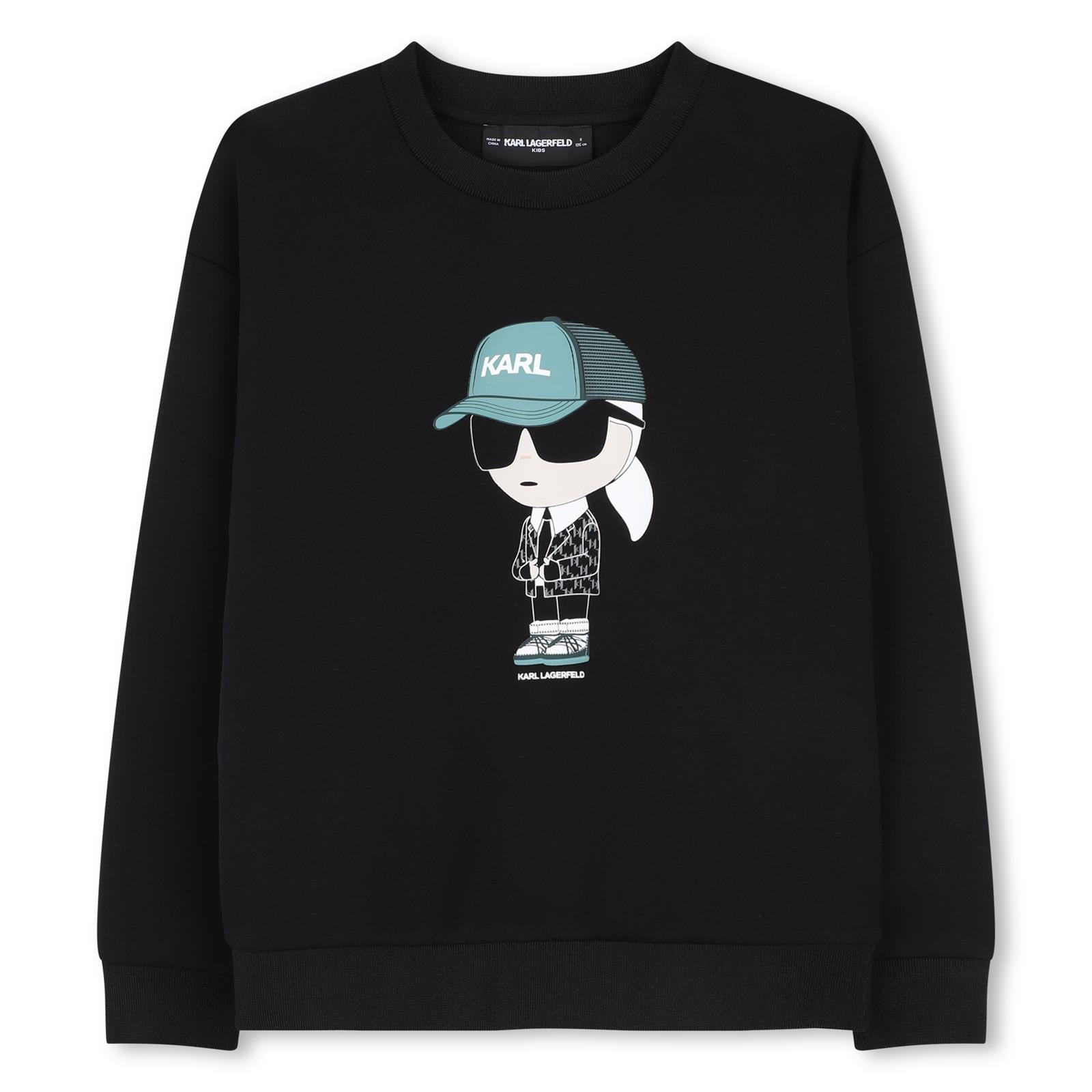 Double jersey sweatshirt. Karl illustrazione sul davanti e karl lagerfeld logo illustrazione sul retro. Z31370 09B KARL LAGERFELD KIDS 