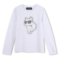 Long-maniche jersey t-shirt con cotton coming from organic farming. Karl/choupette illustrazione con strass on davanti. Karl lagerfeld logo illustrazi