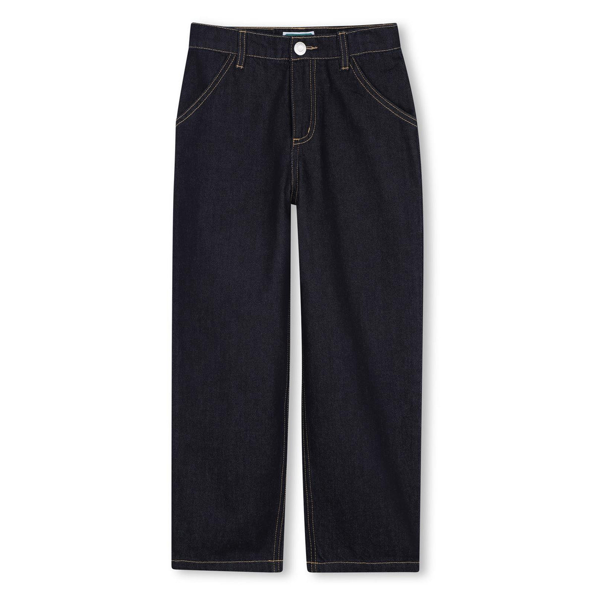 Pantaloni in denim (100% cotton), straight fit, side tasche e applicato contrasted tasche nel retro, contrasted topstitch, branded label nel retro. K61951 Z35 KENZO KIDS 