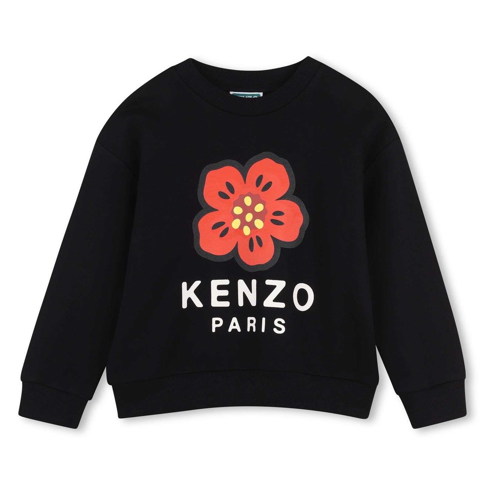Sweatshirt in non-brushed fleece (100% cotton), branded stampa on davanti. K62014 09B KENZO KIDS 