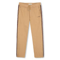 Cotton from organic farming cotone garzato pantaloni, vita elastica con coulisse embellished con branded silver metal ends, curb braid applied on legs