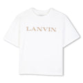 Cotton from organic farming jersey t-shirt, tone-on-tone ribbed scollo, lanvin brand ricamo sul davanti.