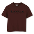 Cotton from organic farming jersey t-shirt, tone-on-tone ribbed scollo, lanvin brand ricamo sul davanti.