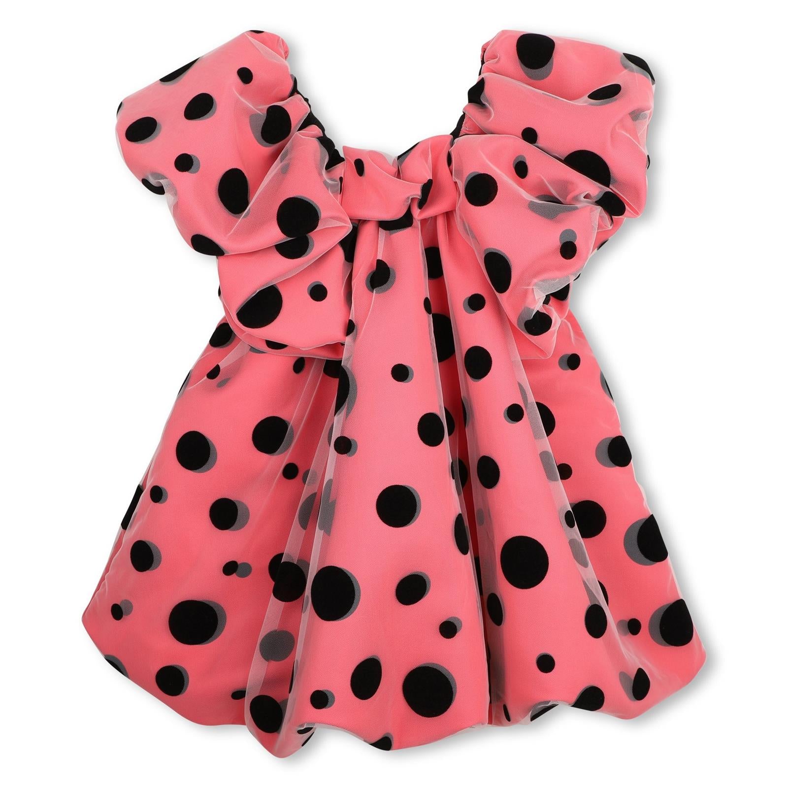 Voluminous occasion vestito con a bubble shape, made of heavy polka-dot satin e overlaid con flocked polka-dot tulle. Lined con taffeta e stiff tulle. Retro chiusura con a jeweled zip pull. W60980 98A MARC JACOBS KIDS 