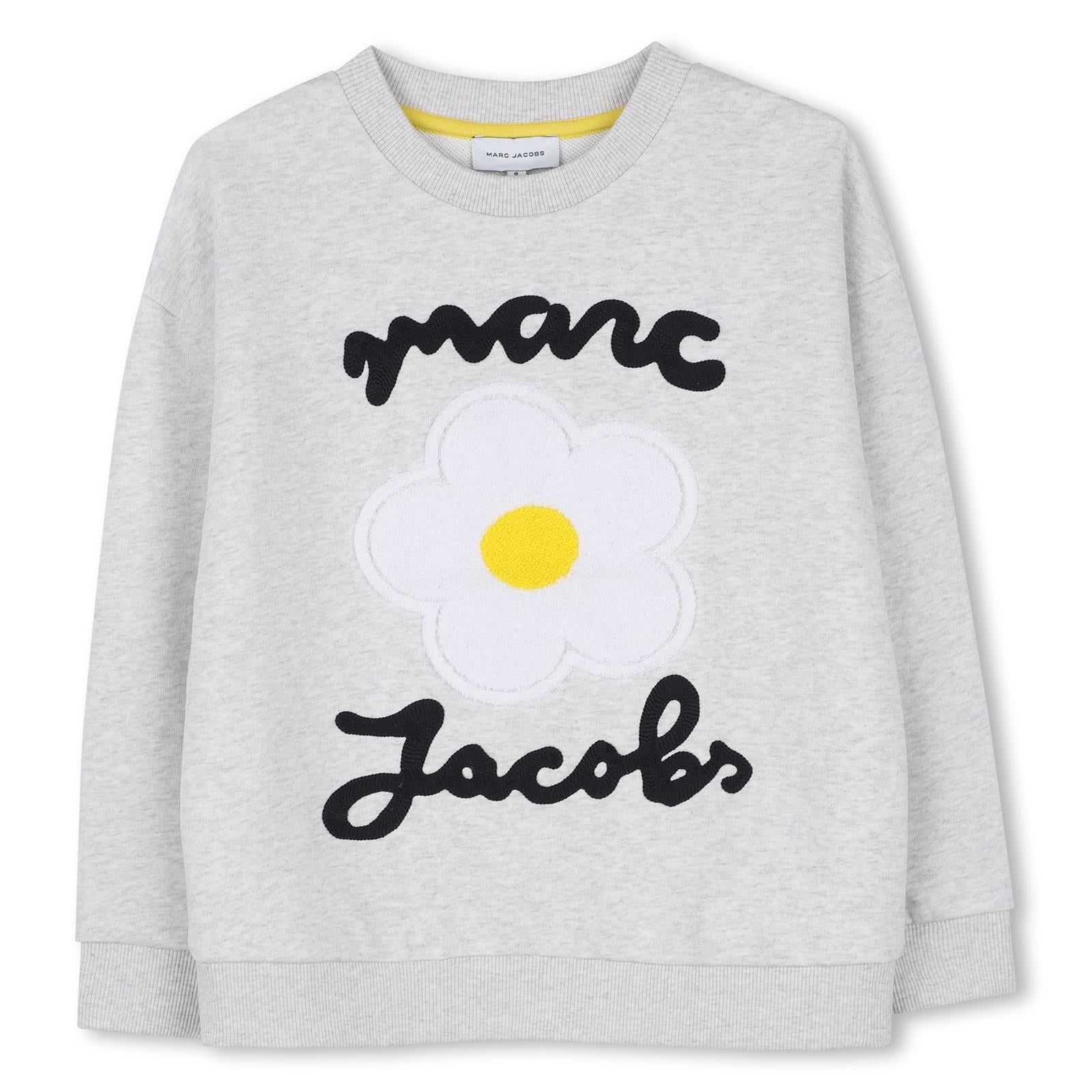 Cotton fleece sweatshirt con a boucle ricamo daisy sul davanti e a marc jacobs illustrazione in cornely ricamo. W61009 A18 MARC JACOBS KIDS 