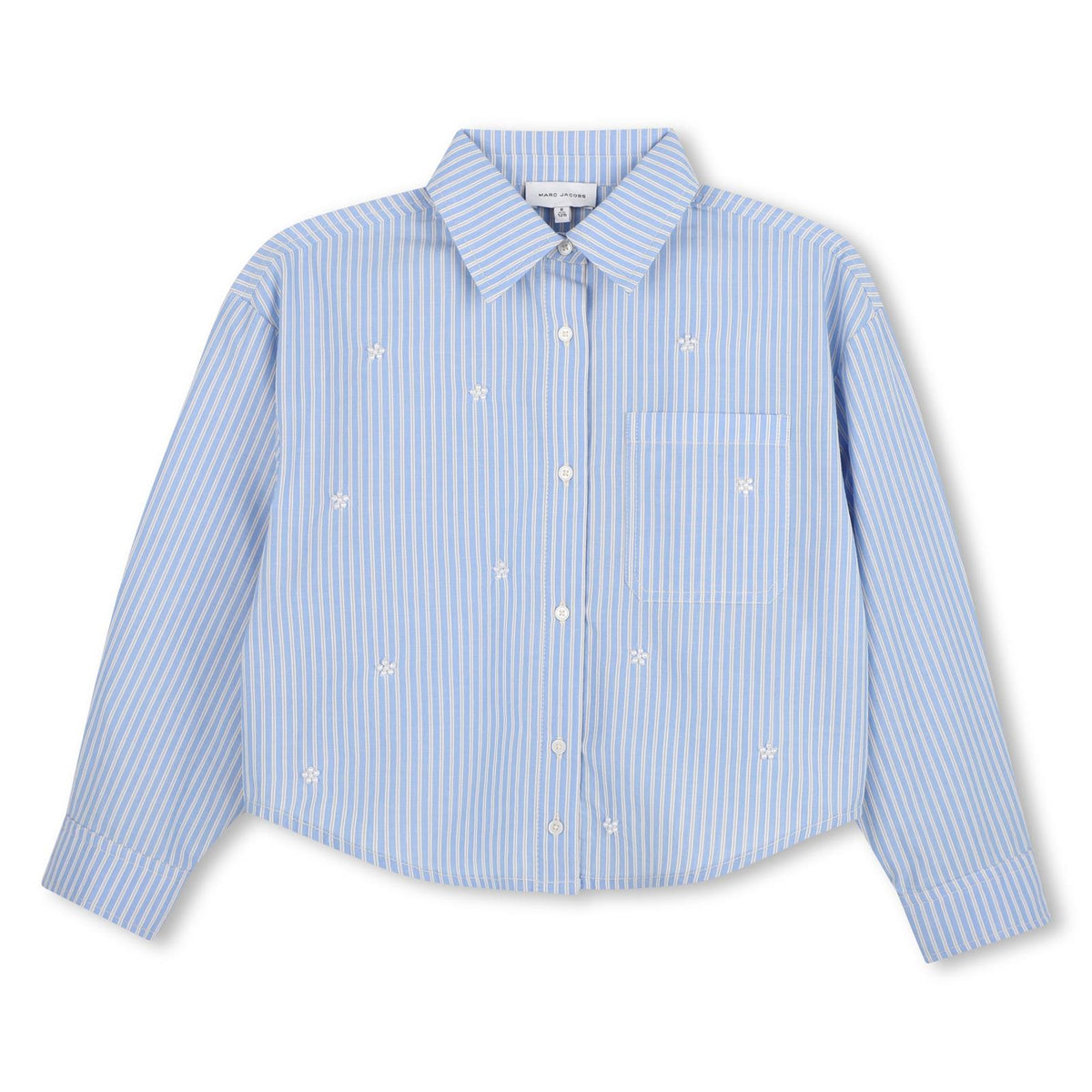 Fine-a righe shirt con davanti button chiusura featuring small marc jacobs buttons. Patch tasca sul chest, pearl ricamo in daisy shapes sul davanti, e woven marc jacobs label sul retro. W61017 794 MARC JACOBS KIDS 