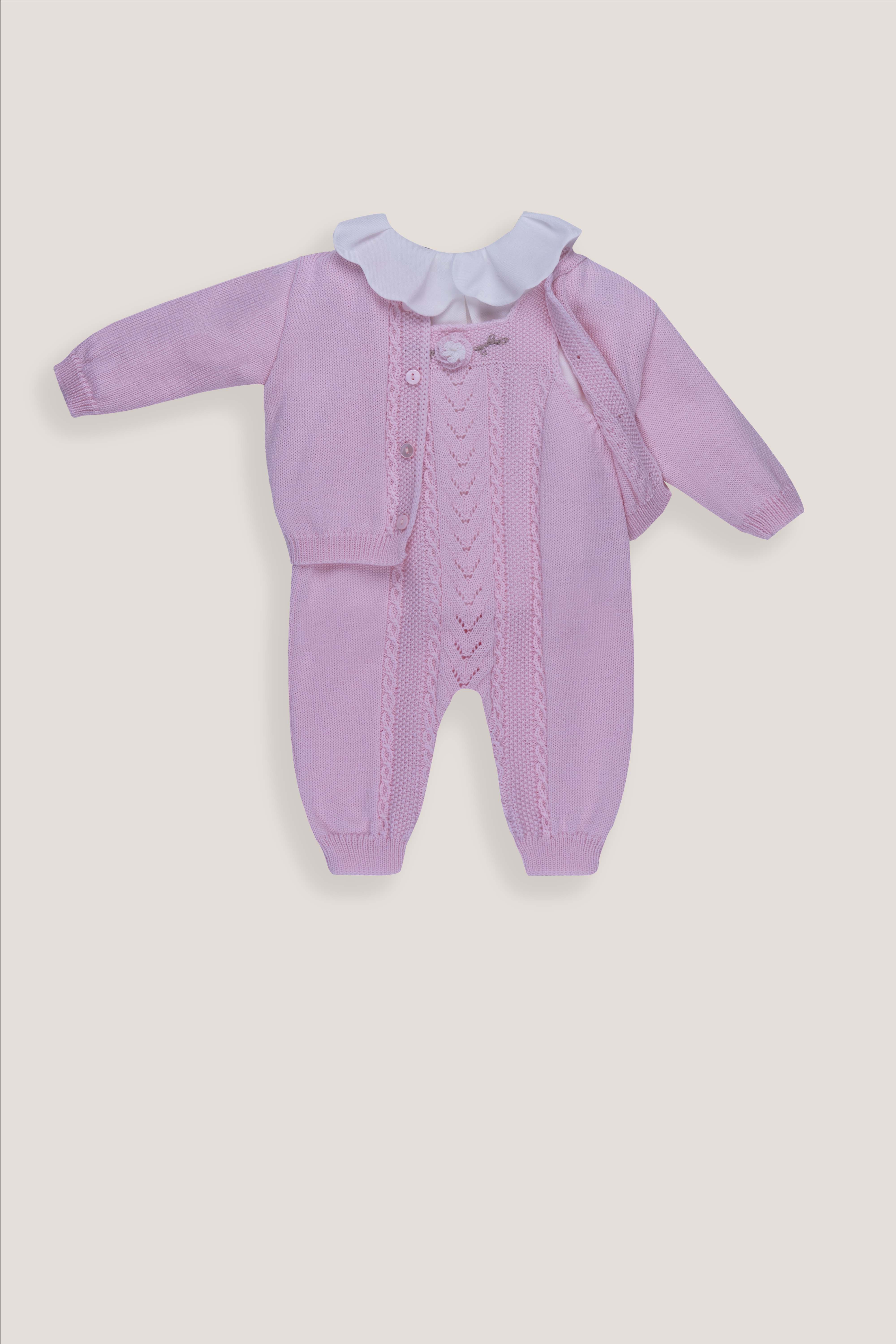 Set 3 pezzi con salopete  lungo smacchinato IS1131 C302 MARLU' KIDS 