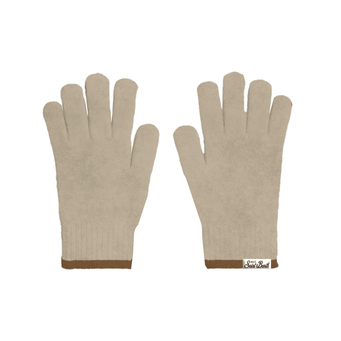 Guanti con bordo a contrasto beige SOG0001 00027M MC2 SAINT BARTH 