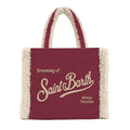 Borsa con bordi ricci bordeaux