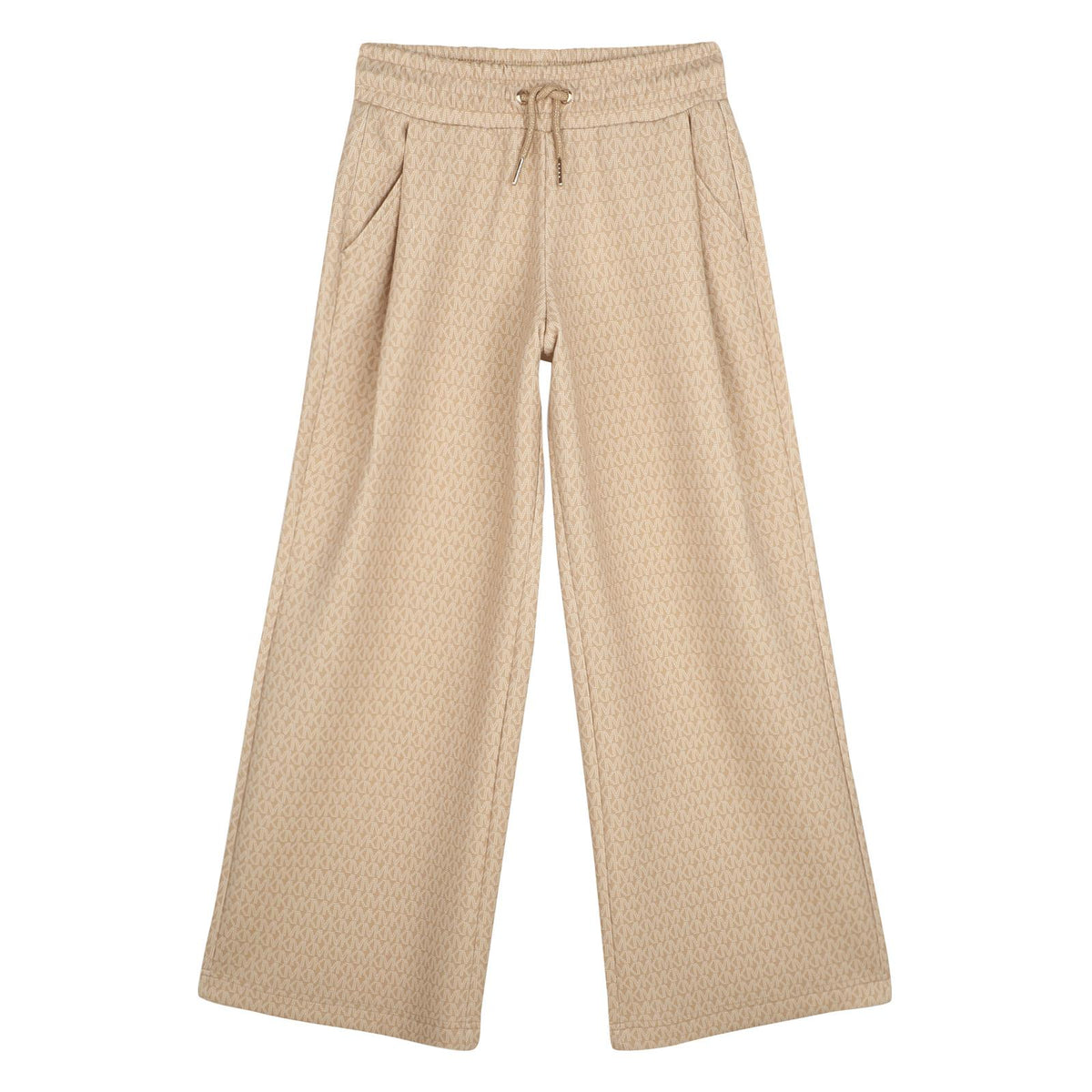 Ampio jogging pantaloni in double jersey con "mk signature" all-over stampa. Vita elastica con drawstrings e tasche sul davanti. R30698 301 MICHAEL KORS KIDS 