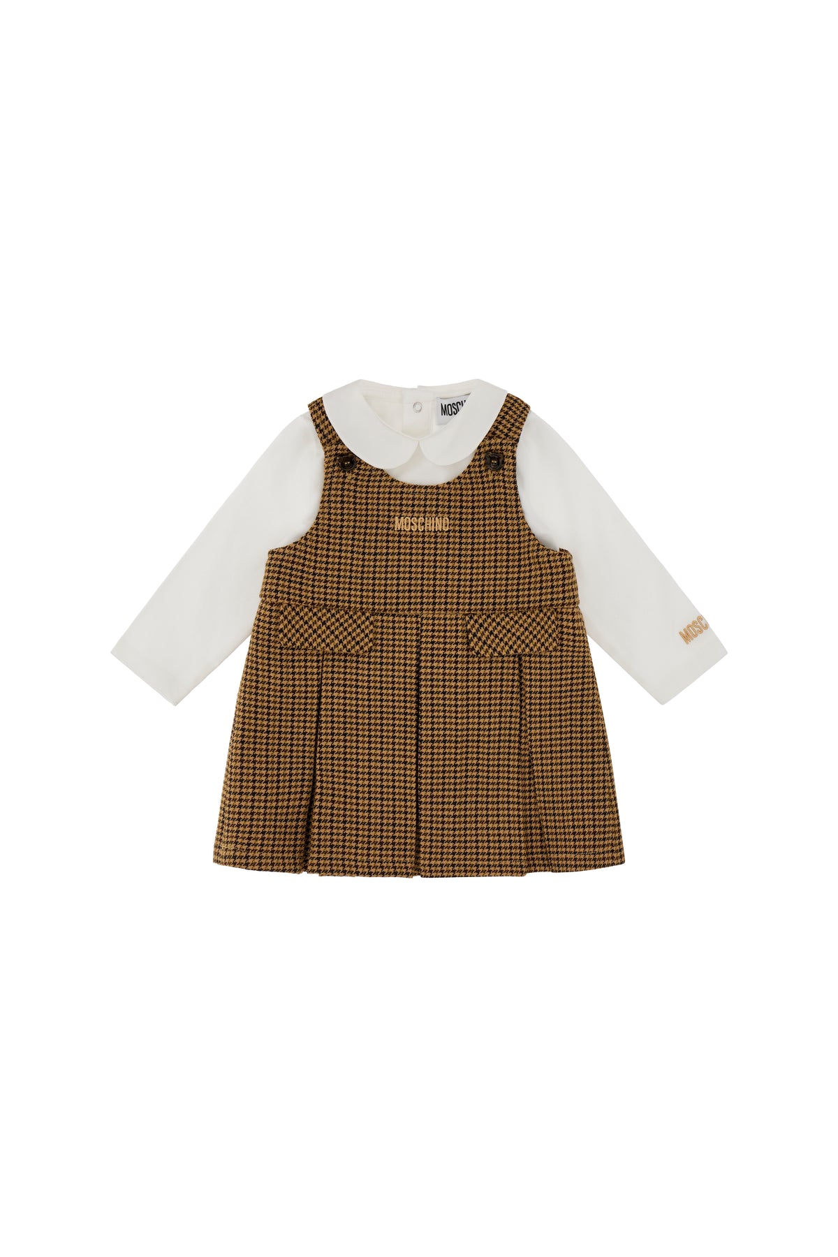 Blusa m/l + abito in lana Beige/brown MDK03NLZE11 86805 MOSCHINO KIDS 