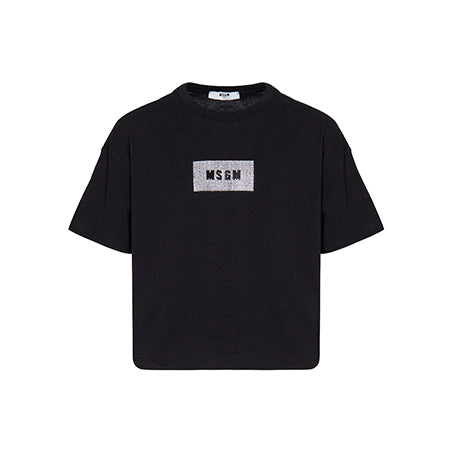Boxy Jersey T-Shirt  Girl Nero F6MSJGTH209 110 MSGM KIDS 