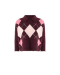 Polo Cork a rombi in misto lana bordeaux