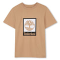 T-shirt con stampa logo beige