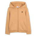 Cotton e polyester fleece con cappuccio cardigan, zip chiusura, davanti tasche, logo stampa on chest.