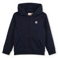 Cotton e polyester fleece con cappuccio cardigan, zip chiusura, davanti tasche, logo stampa on chest.