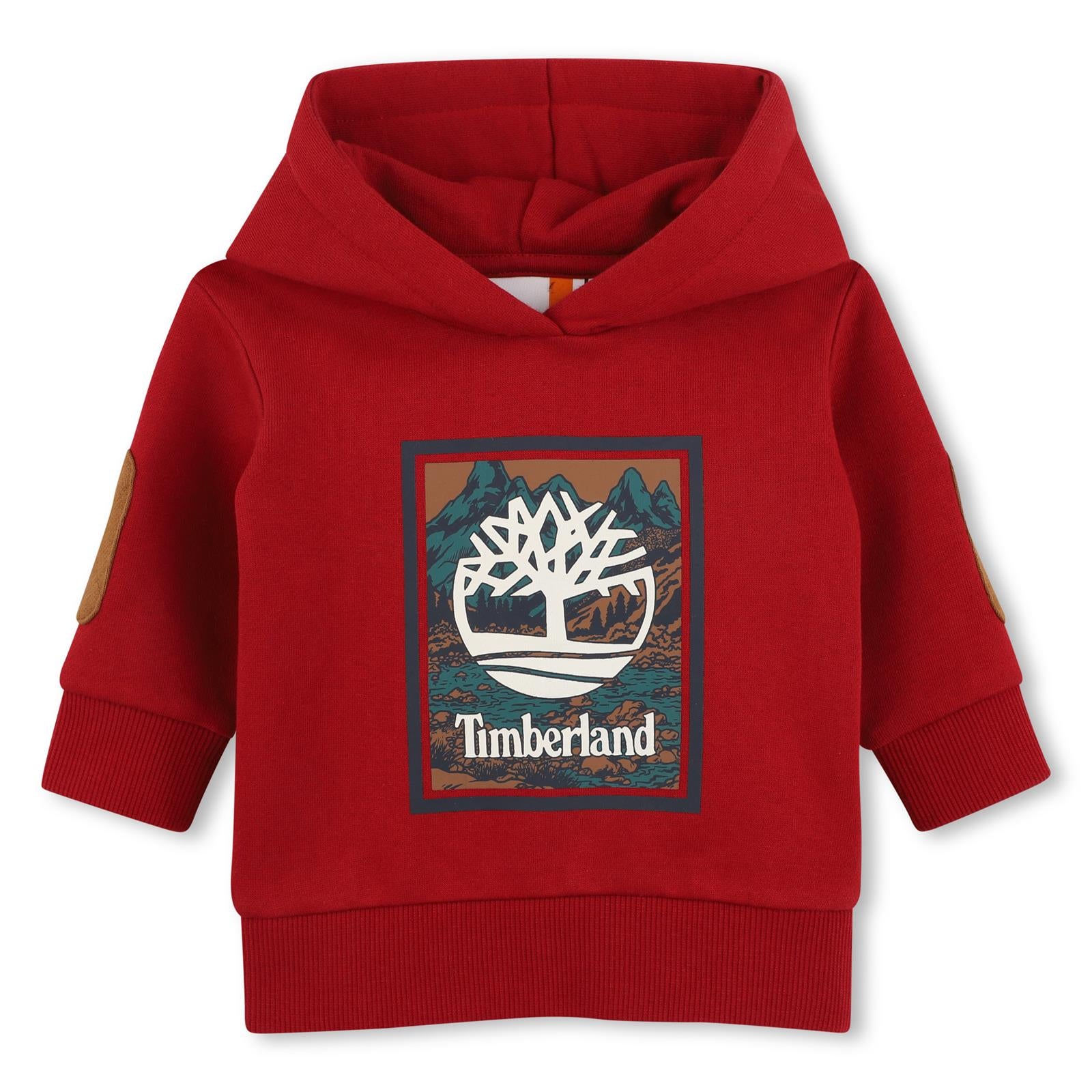 80% cotton from organic farming / 20% polyester brushed cotone garzato con cappuccio sweatshirt, patches on elbows, printed logo on davanti. T61035 974 TIMBERLAND KIDS 