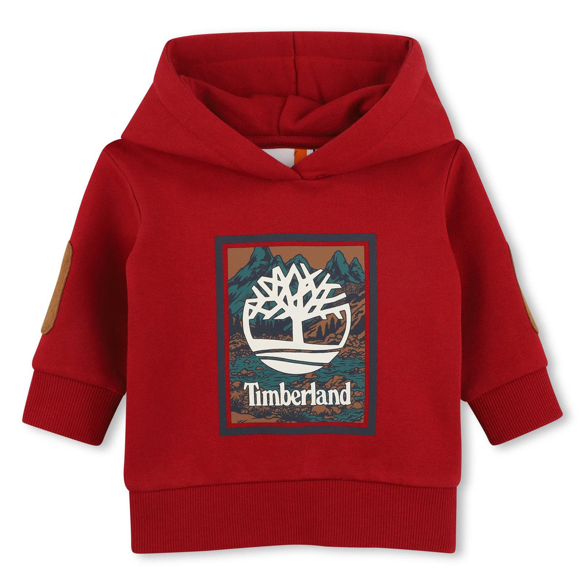 80% cotton from organic farming / 20% polyester brushed cotone garzato con cappuccio sweatshirt, patches on elbows, printed logo on davanti. T61035 974 TIMBERLAND KIDS 