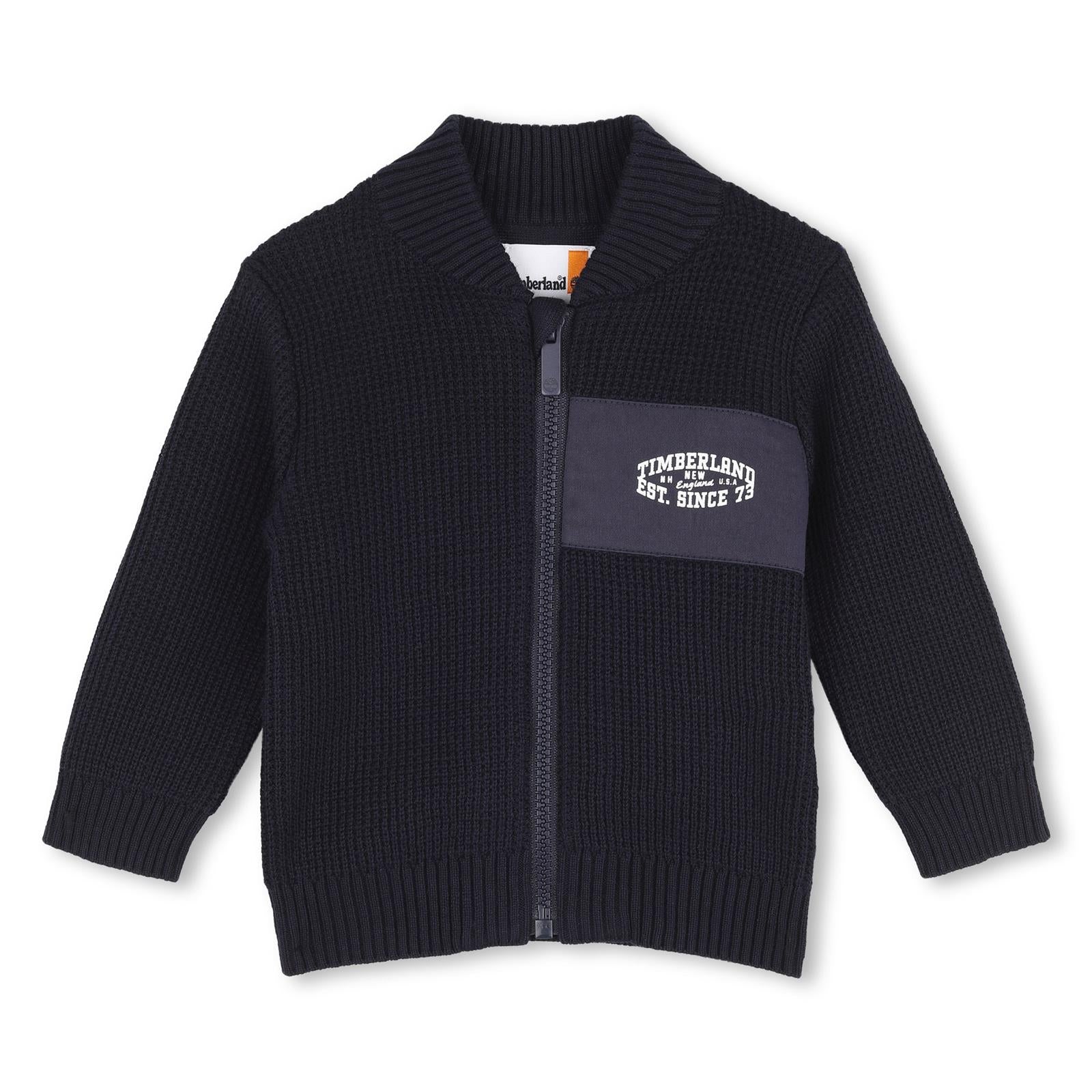100% cotton cardigan in maglia, chest yoke con printed logo, zip chiusura. T61038 849 TIMBERLAND KIDS 