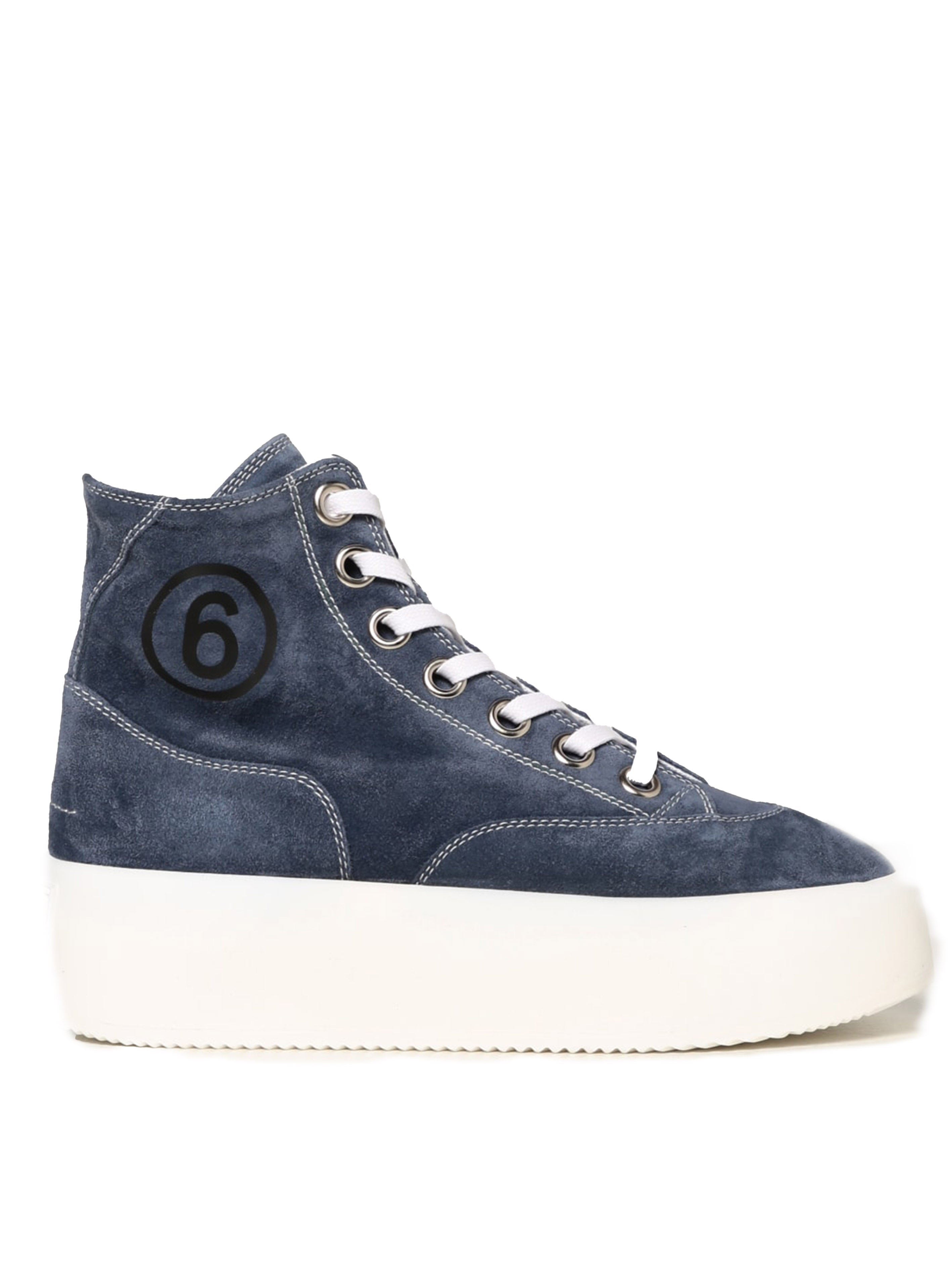 Blue suede platform sneakers