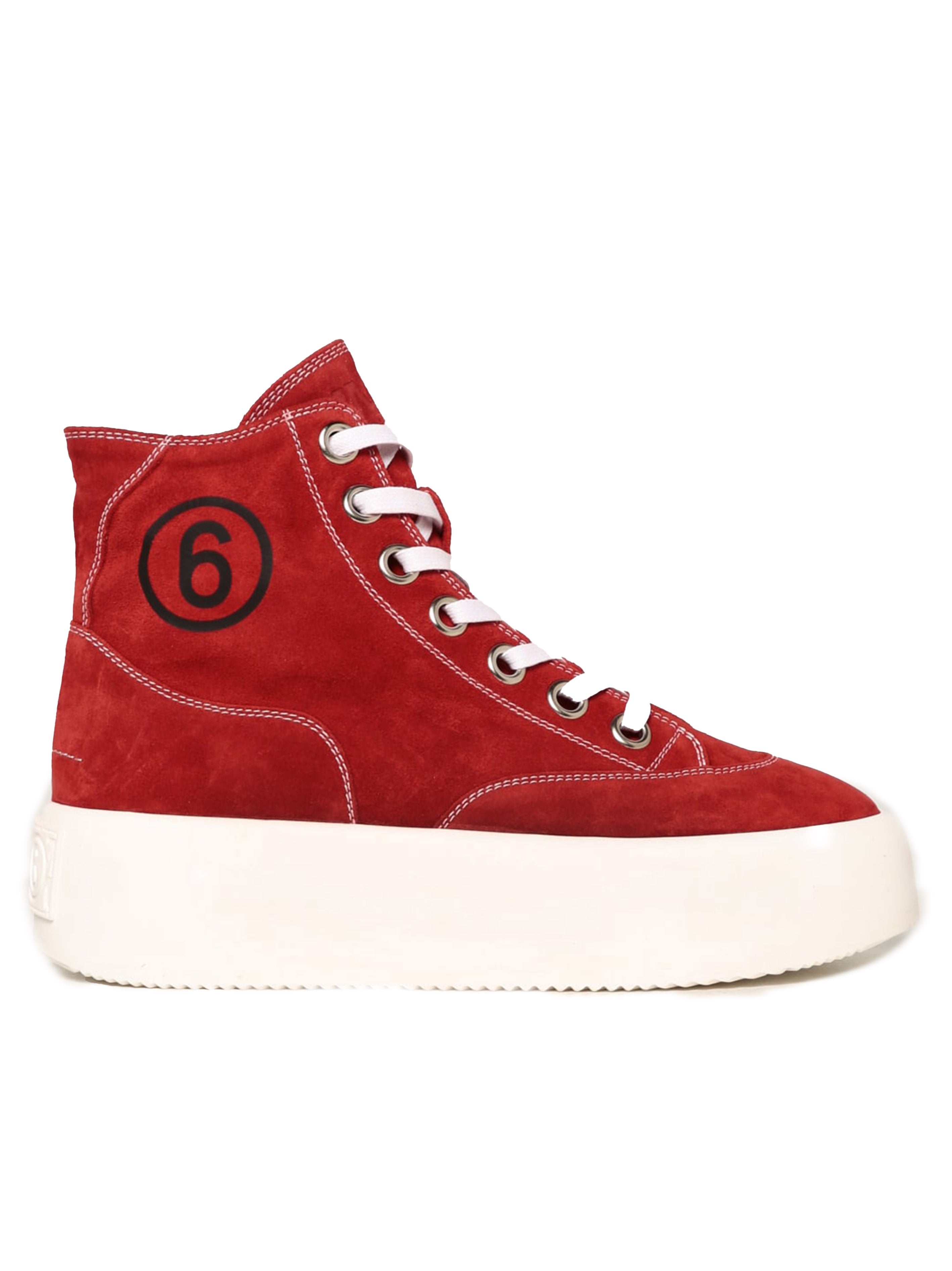 Red Suede Platform Sneakers