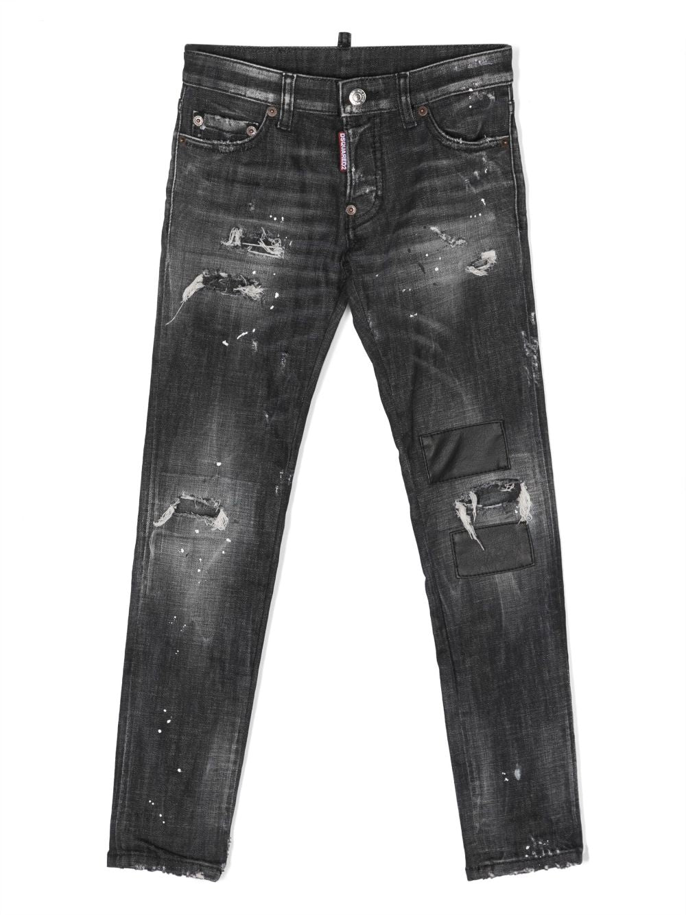 Jeans destroyed e vernice bambino slim fit