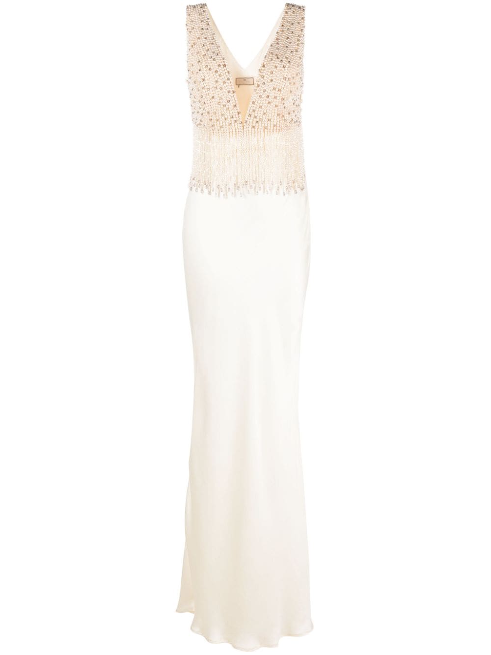 Long ivory dress with pearls