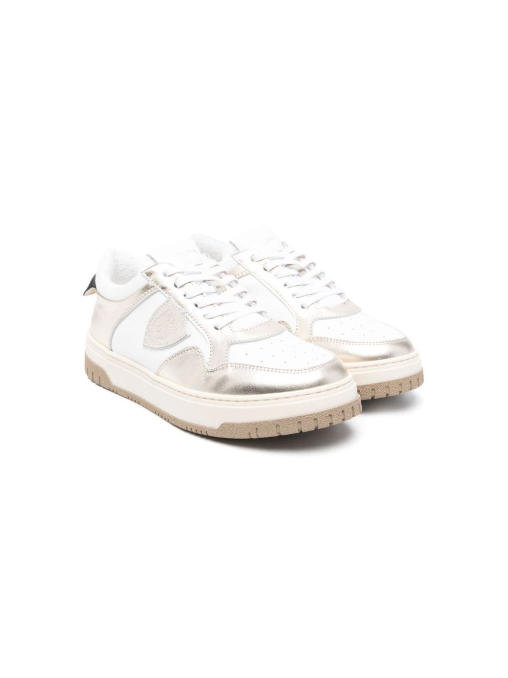 Sneakers bianco/oro finitura laminata