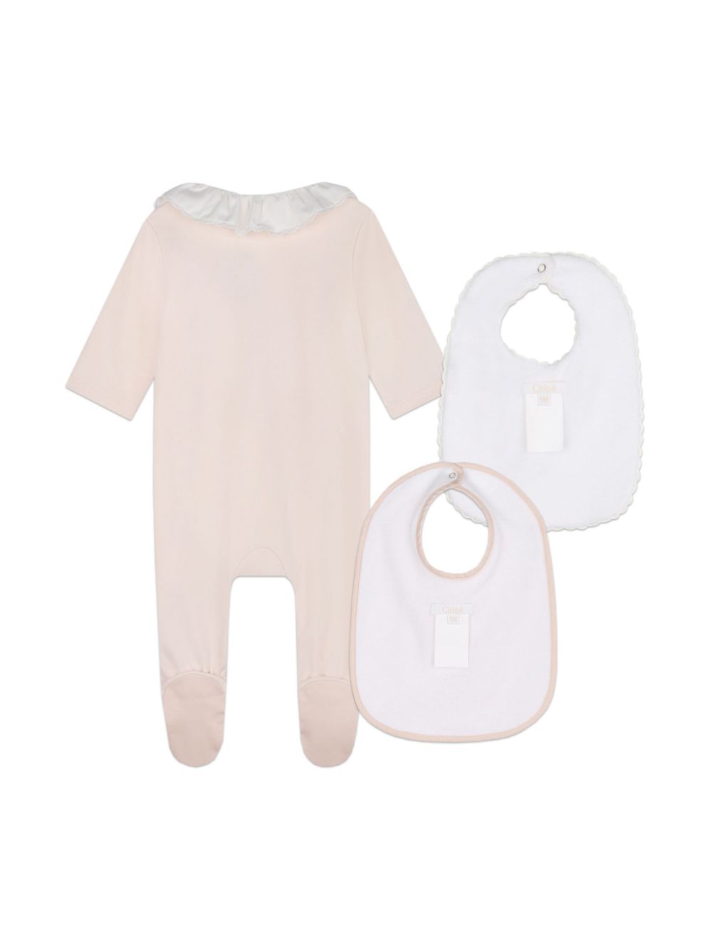 Pink romper and bib set (3pcs)