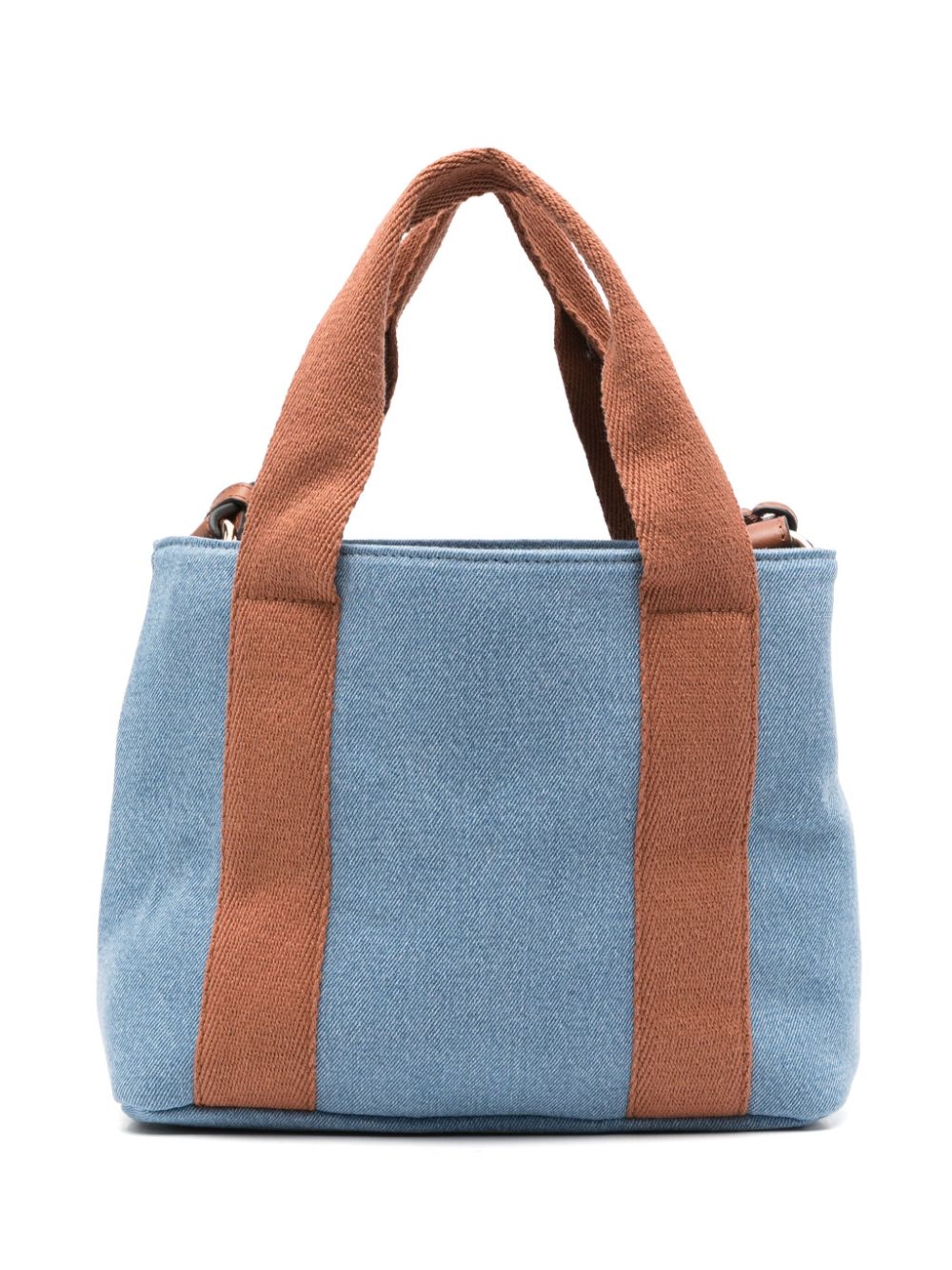 Borsa in denim logo ricamo