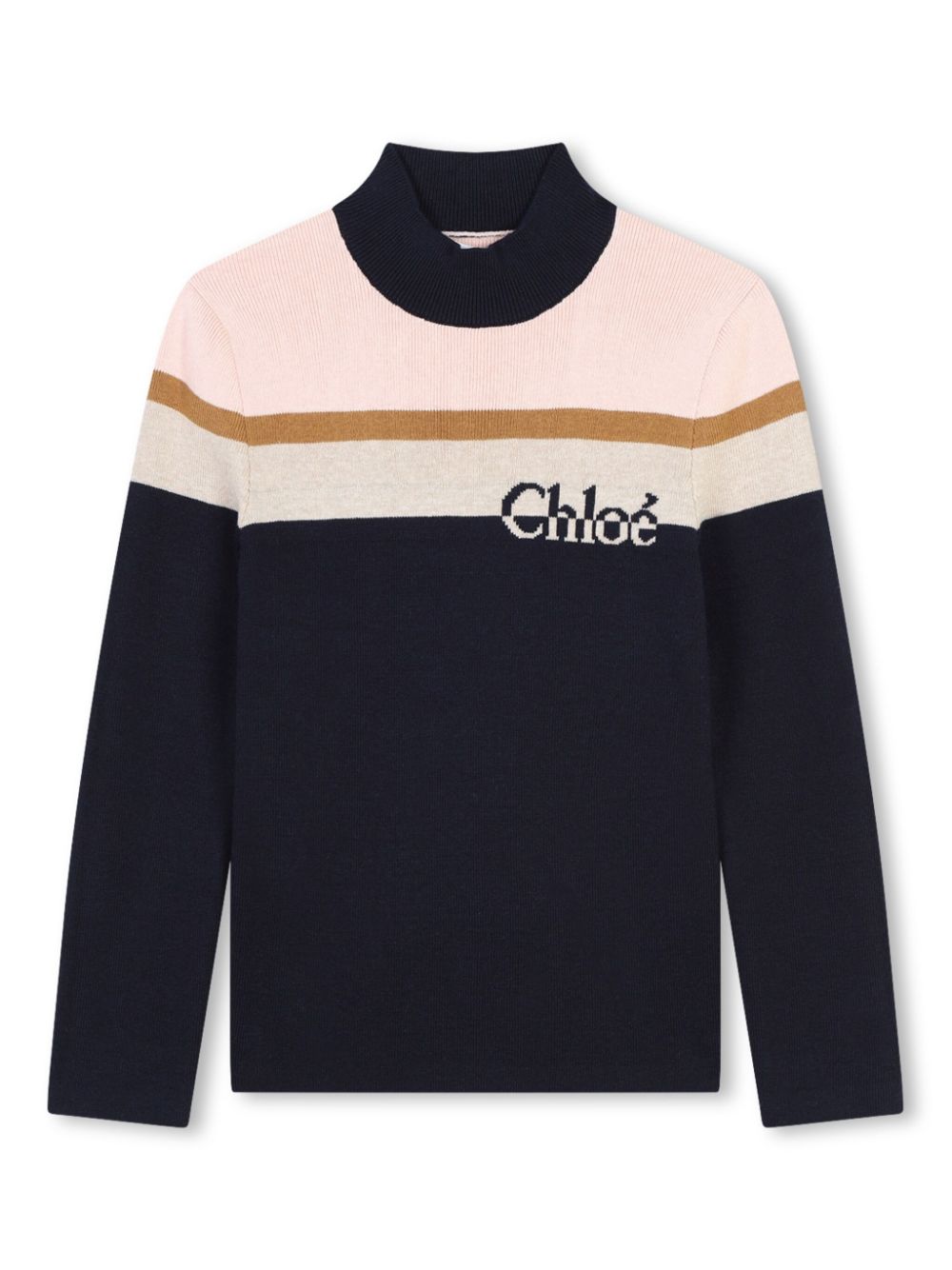 Maglione color-block collo alto