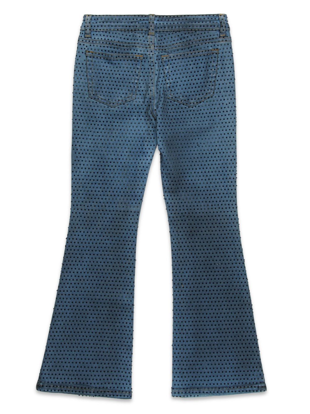 Jeans blu con strass neri all-over