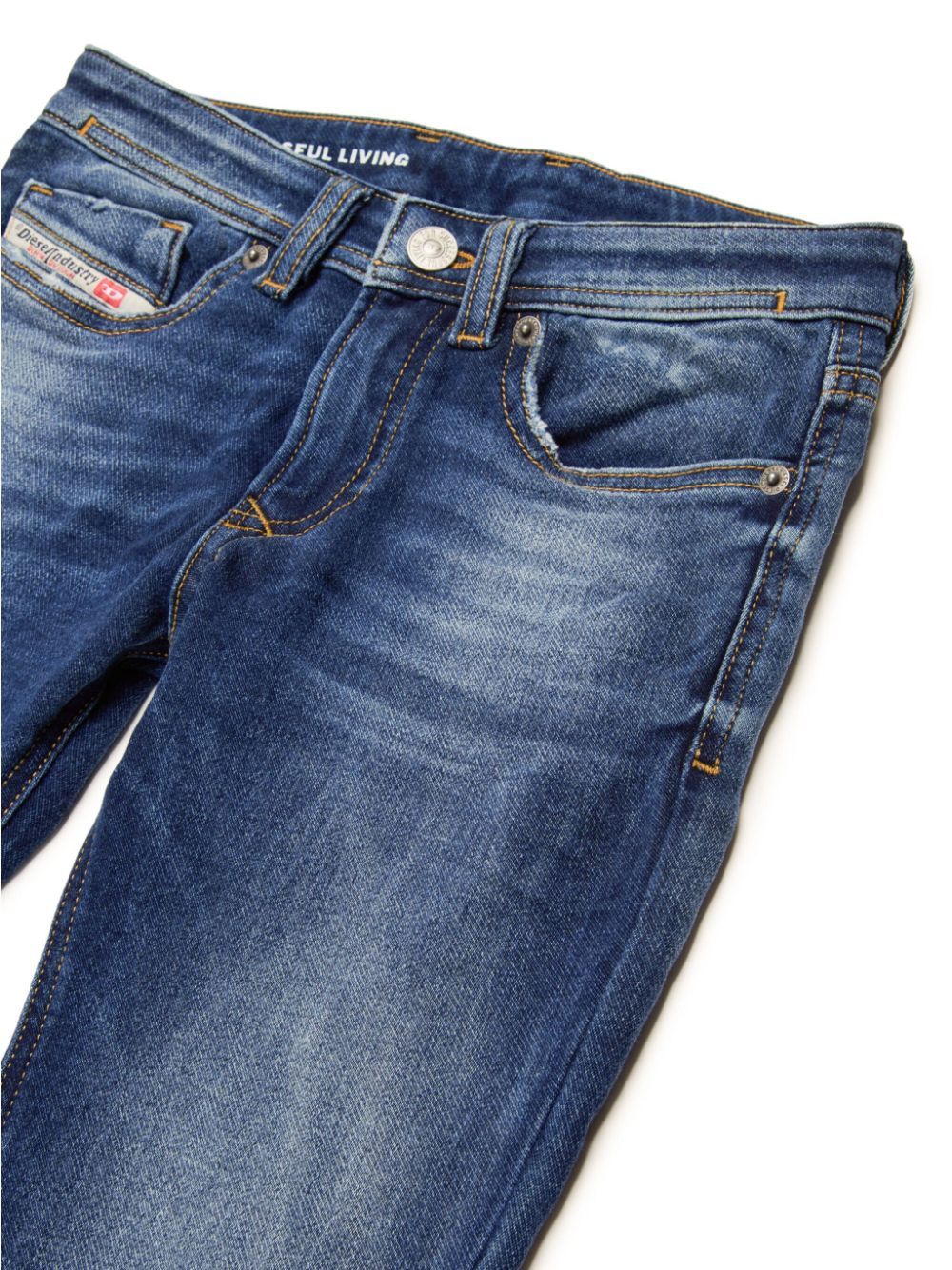 Jeans with lightened front effect