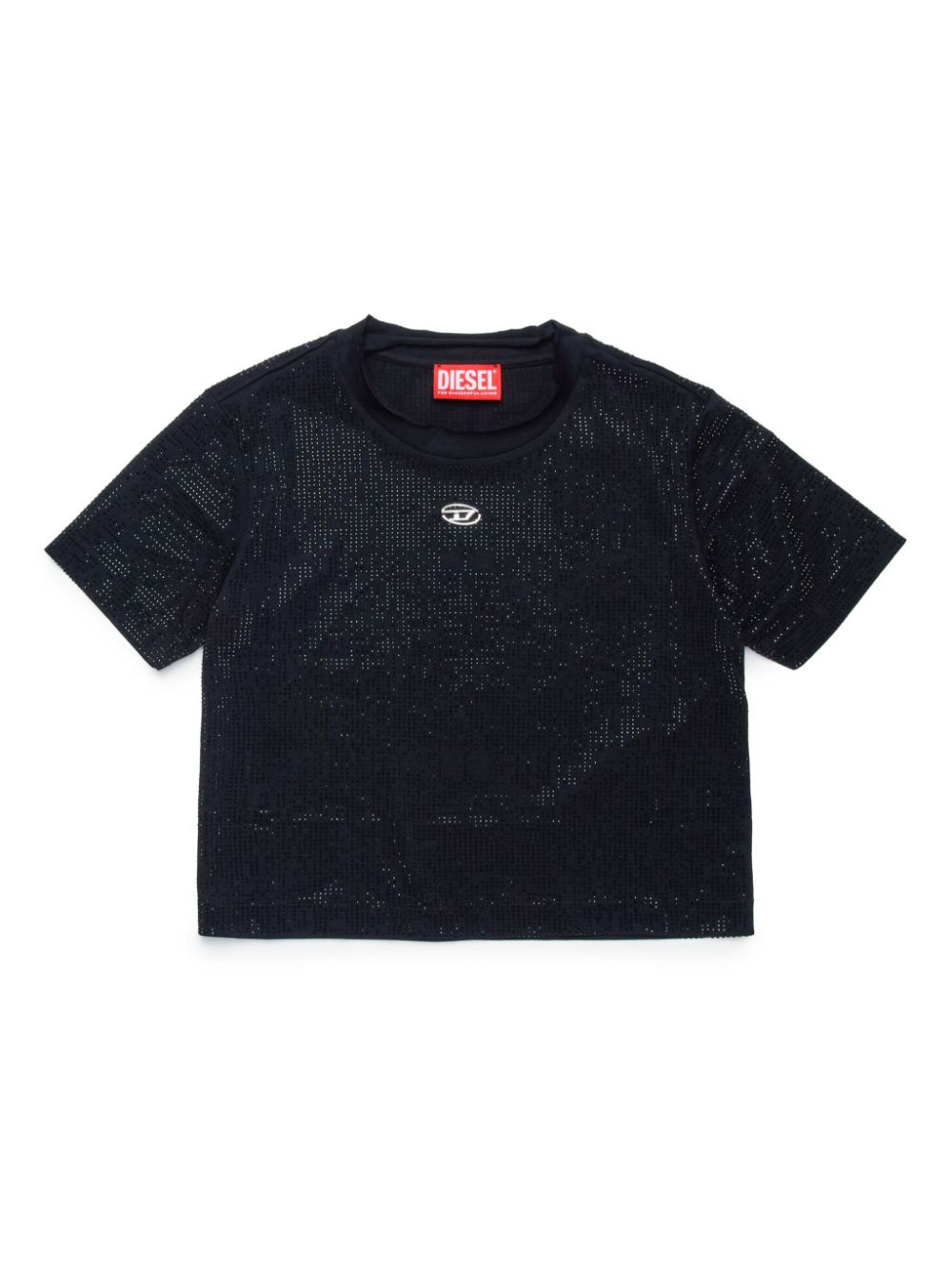 Black T-shirt with all-over rhinestones