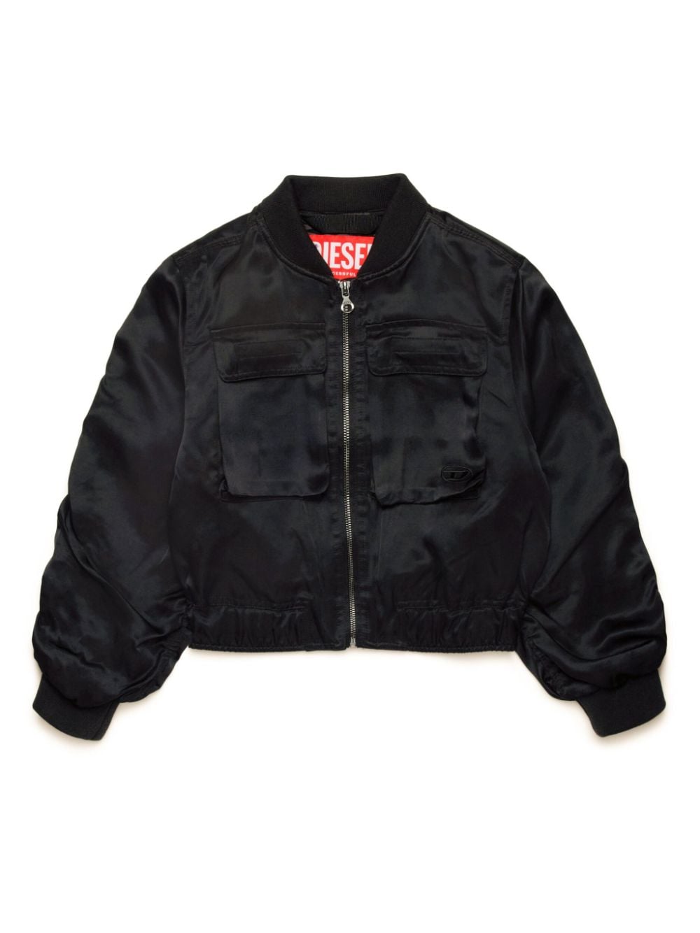 Black satin effect bomber jacket