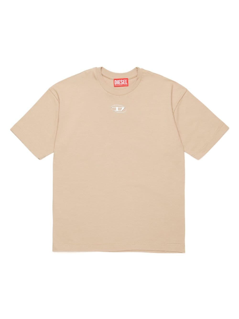 Beige T-shirt with Oval-D plaque