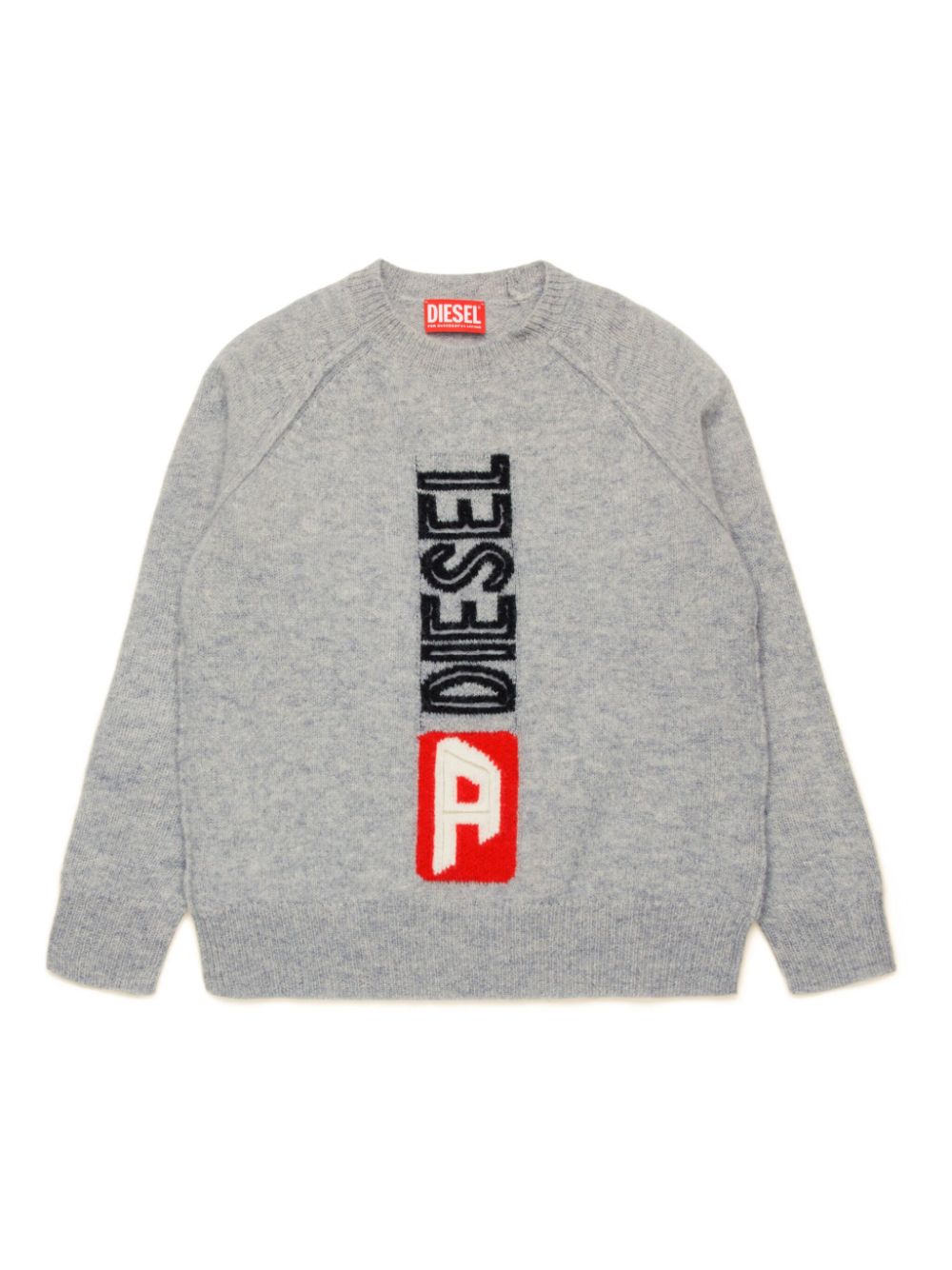 Grey sweater with lettering logo