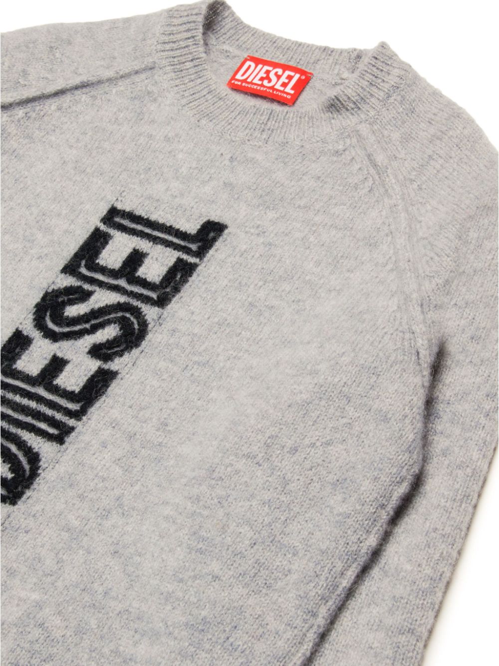 Grey sweater with lettering logo