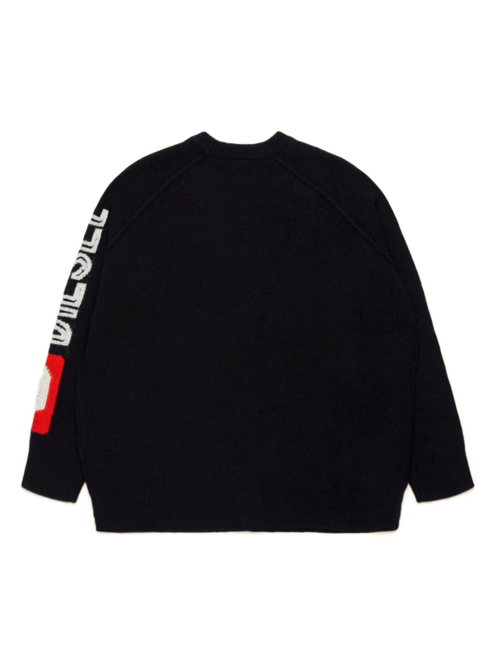 Black cardigan logo lettering sleeve